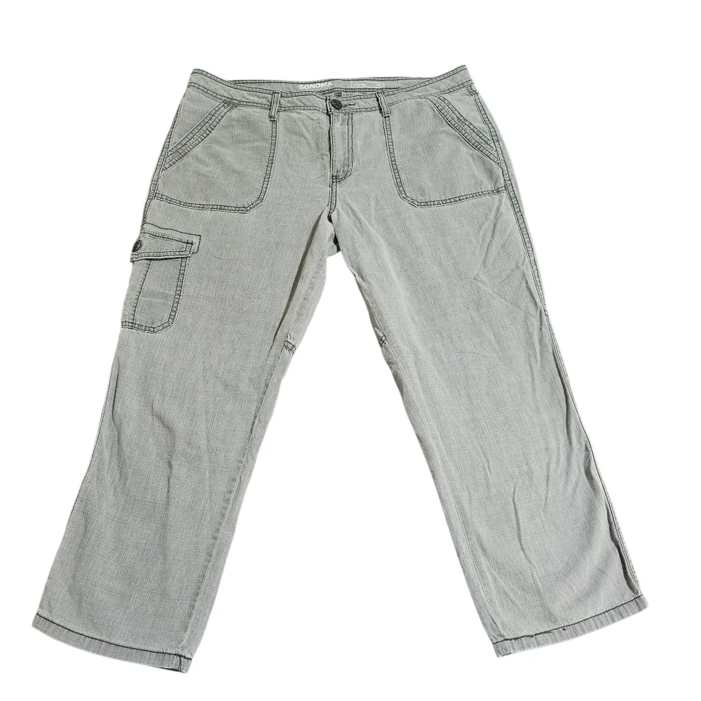 Sonoma Cargo Capri Cropped Pants Light Gray Cotton Lightweight Womens Size 16 - Picture 1 of 13